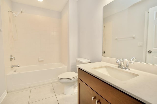 full bathroom featuring tile patterned floors, vanity, toilet, and shower / washtub combination