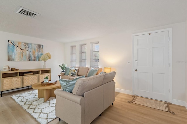 living room with light hardwood / wood-style floors