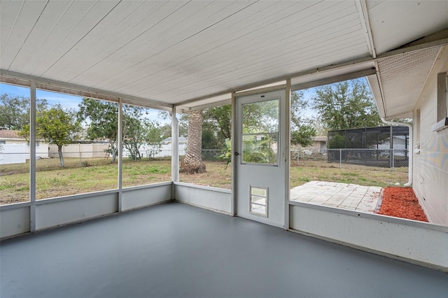 view of unfurnished sunroom