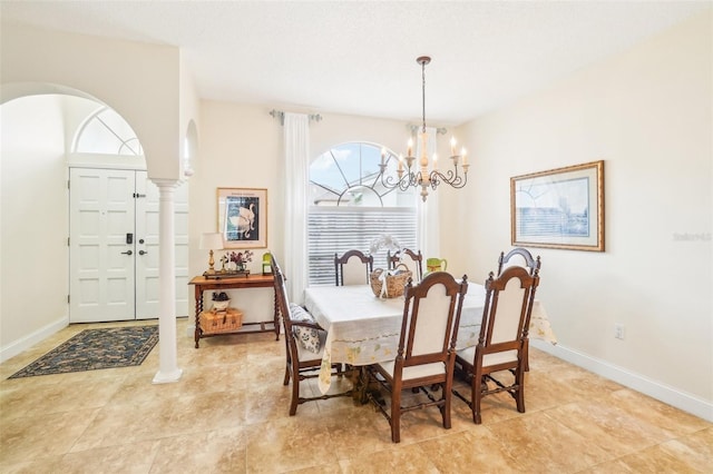 dining room with an inviting chandelier