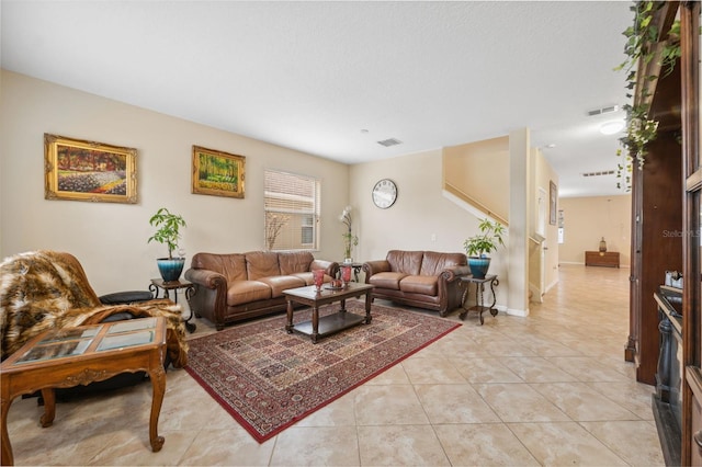 view of tiled living room