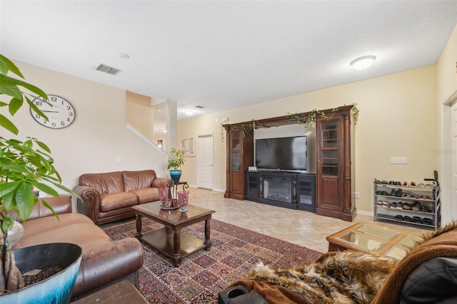 view of tiled living room