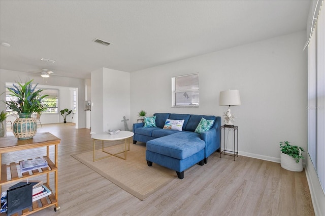 living room featuring light hardwood / wood-style flooring