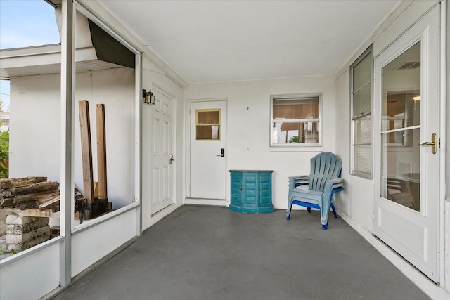 view of unfurnished sunroom