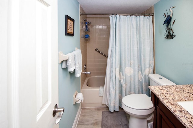 full bathroom featuring vanity, toilet, and shower / bath combo with shower curtain