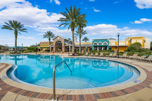 view of pool featuring a patio