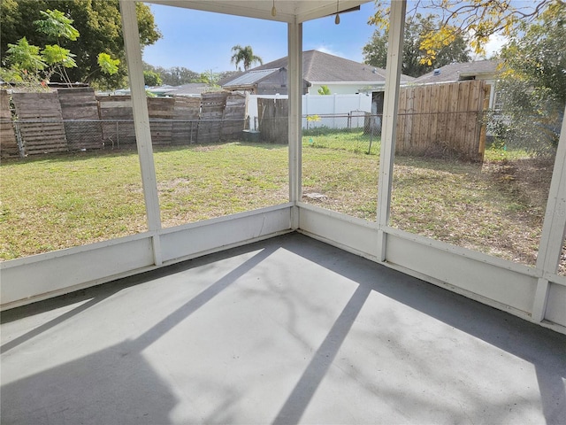 view of unfurnished sunroom