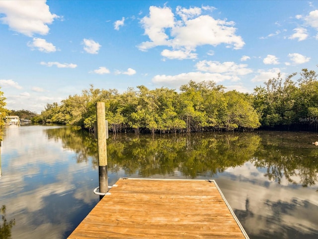 view of dock featuring a water view