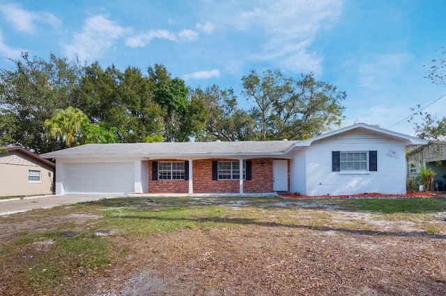 single story home with a garage