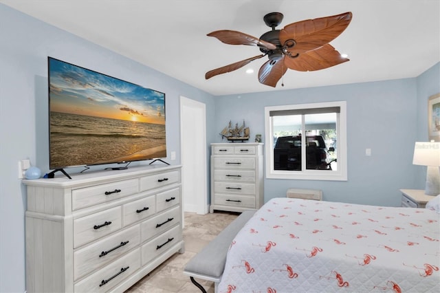 14124 Kulig Ct, Hudson, FL 34667 - bedroom featuring a ceiling fan and recessed lighting