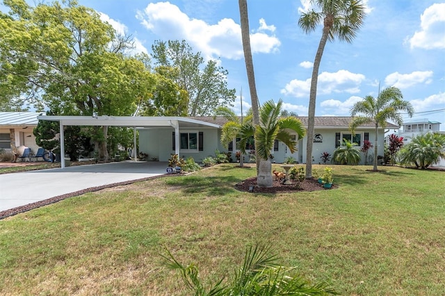 14124 Kulig Ct, Hudson, FL 34667 - view of front of home with driveway, an attached carport, and a front yard