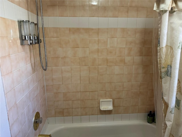 bathroom featuring shower / bath combination with curtain