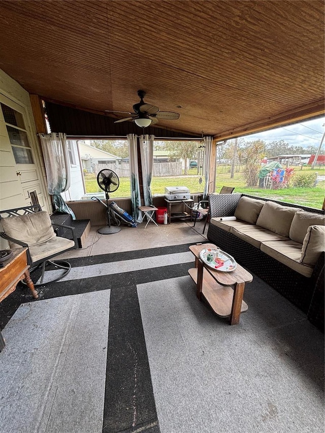 view of patio / terrace with outdoor lounge area and ceiling fan