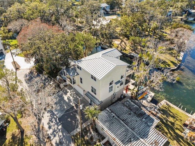 bird's eye view featuring a water view