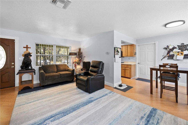 living room with light wood-type flooring