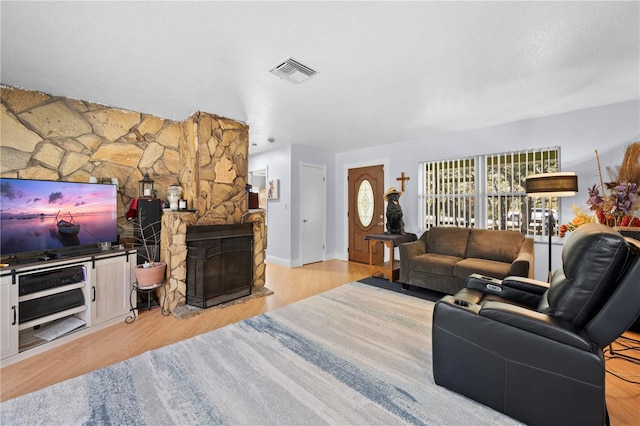 living room featuring light hardwood / wood-style floors