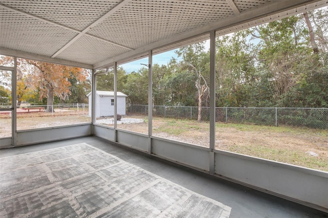 view of unfurnished sunroom