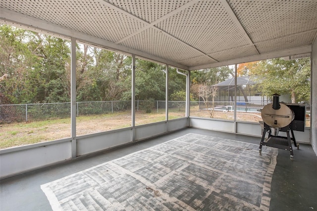 view of unfurnished sunroom