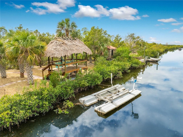 view of dock featuring a water view