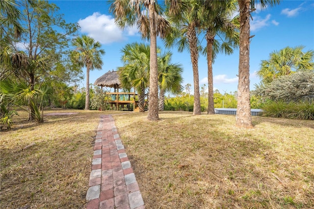 view of yard with a gazebo