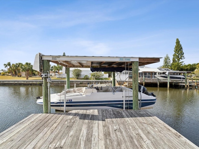 dock area featuring a water view