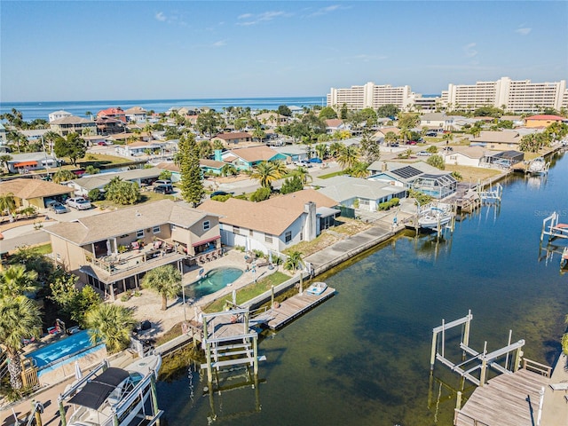 bird's eye view featuring a water view