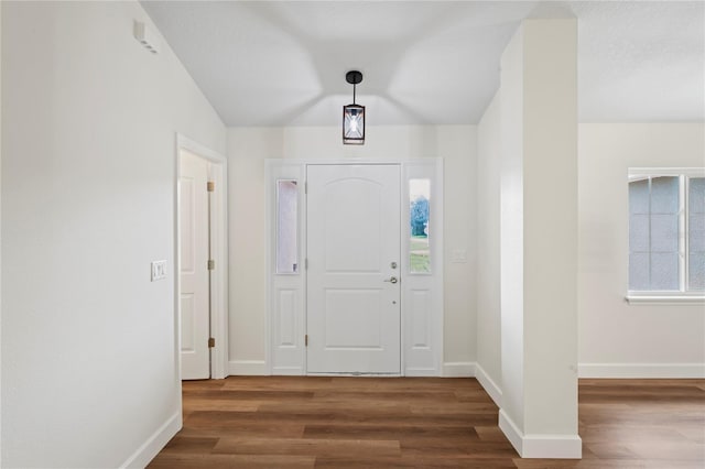 entrance foyer featuring dark wood-type flooring