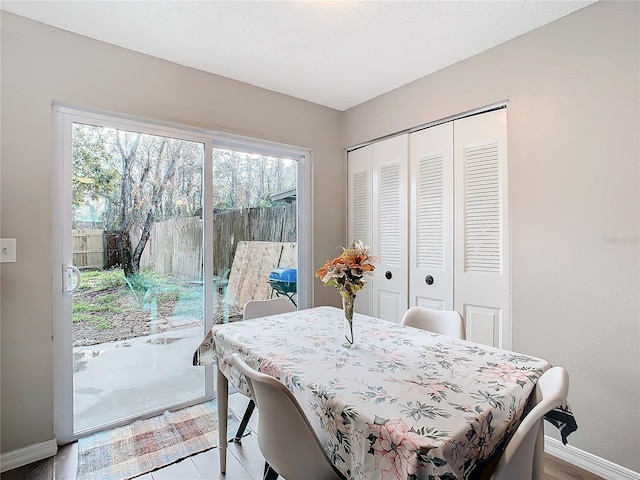 dining room featuring light hardwood / wood-style flooring and a healthy amount of sunlight