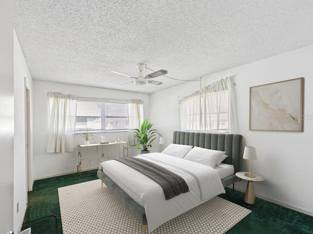 7037 Versailles N Unit 15, Pinellas Park, FL 33781 - bedroom featuring carpet floors, ceiling fan, a textured ceiling, and baseboards