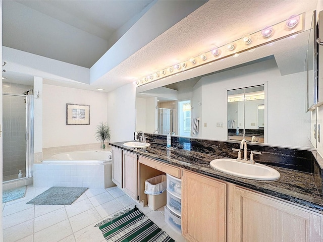 1203 Clays Trl Unit 406, Oldsmar, FL 34677 - full bath with double vanity, a garden tub, a sink, and tile patterned floors