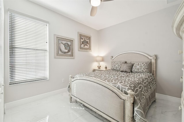 bedroom featuring ceiling fan