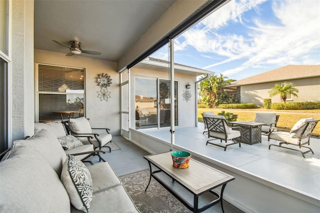 view of patio / terrace featuring an outdoor hangout area and ceiling fan