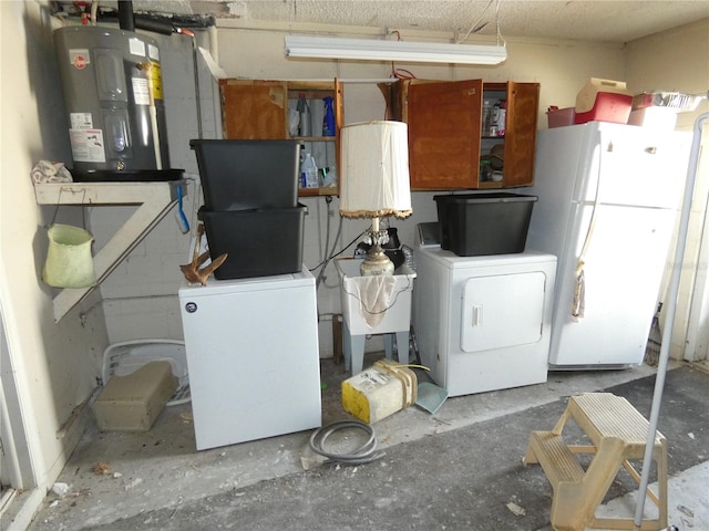 interior space featuring washer / clothes dryer and electric water heater