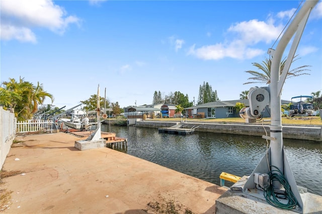 dock area featuring a water view