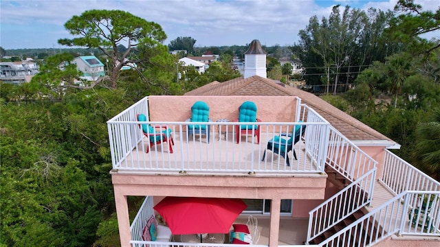 deck with a patio