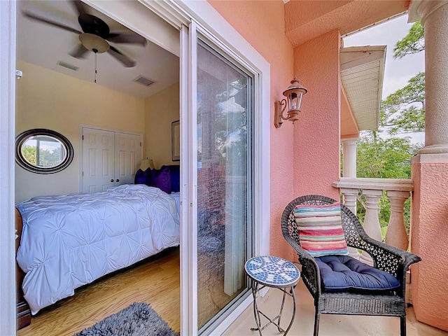 bedroom with light hardwood / wood-style flooring