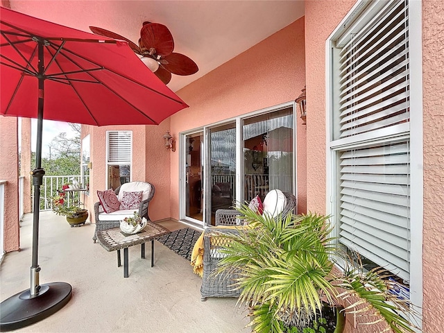 view of patio / terrace with ceiling fan