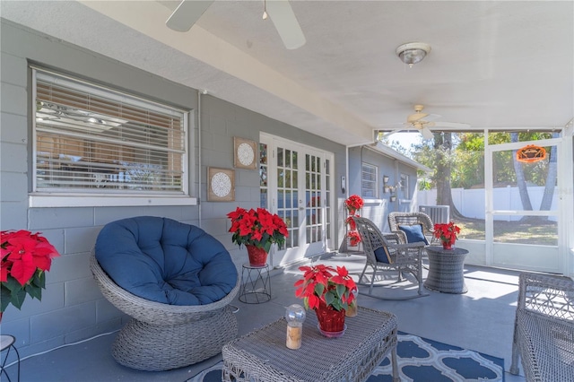 view of patio / terrace featuring ceiling fan