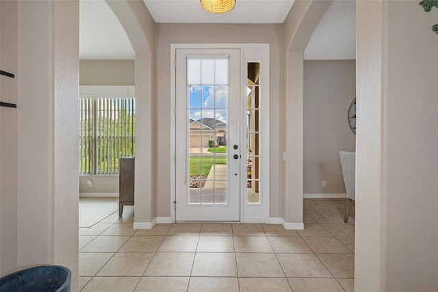 view of tiled foyer entrance