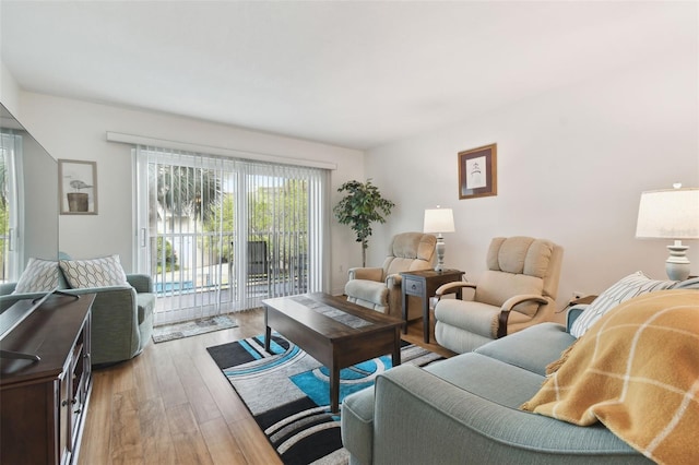 living room featuring light hardwood / wood-style floors