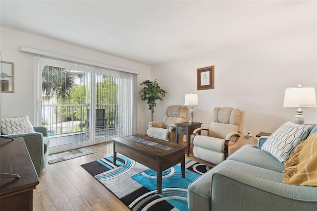 living room featuring light wood-type flooring