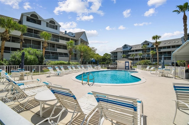 view of pool featuring a patio area