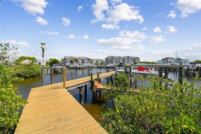 view of dock featuring a water view