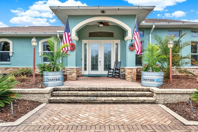 entrance to property featuring french doors