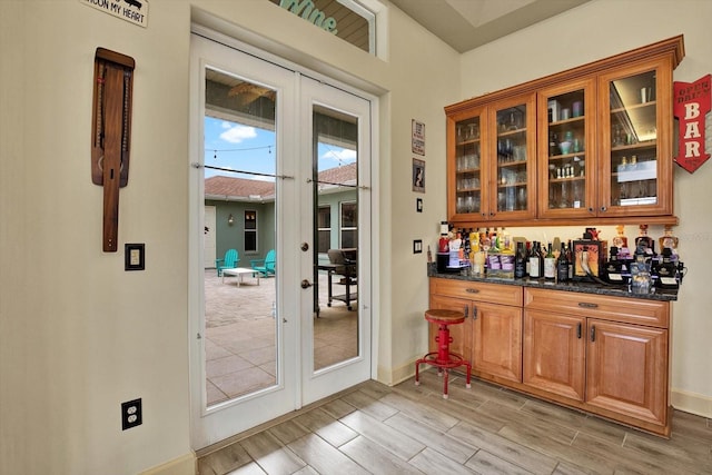 doorway to outside featuring french doors