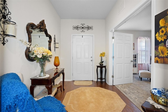 entrance foyer featuring dark hardwood / wood-style floors