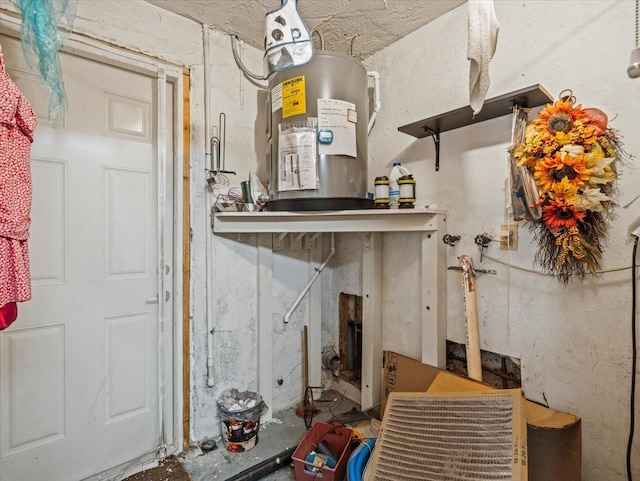 utility room with water heater