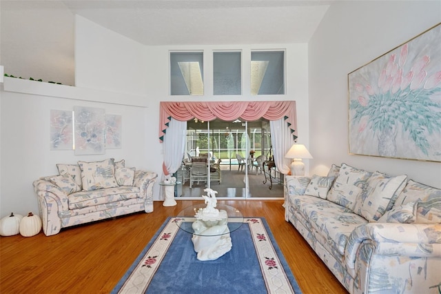 living room with hardwood / wood-style floors