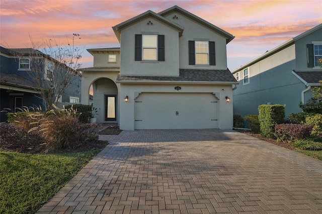 view of property with a garage