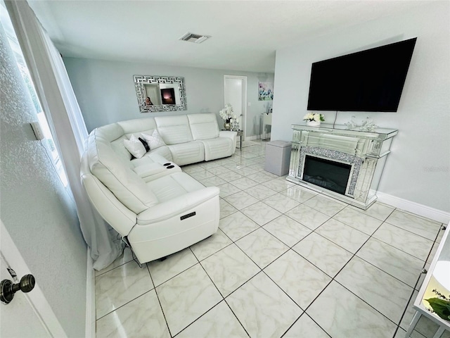 view of tiled living room